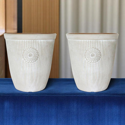 Premium Somerville Tall 16" Planter – Pebble White, 33L, UK