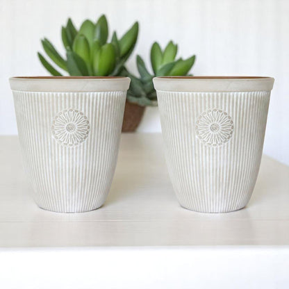 Premium Somerville Tall 16" Planter – Pebble White, 33L, UK