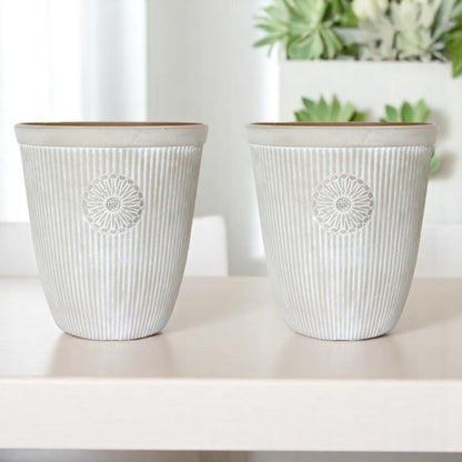 Premium Somerville Tall 16" Planter – Pebble White, 33L, UK