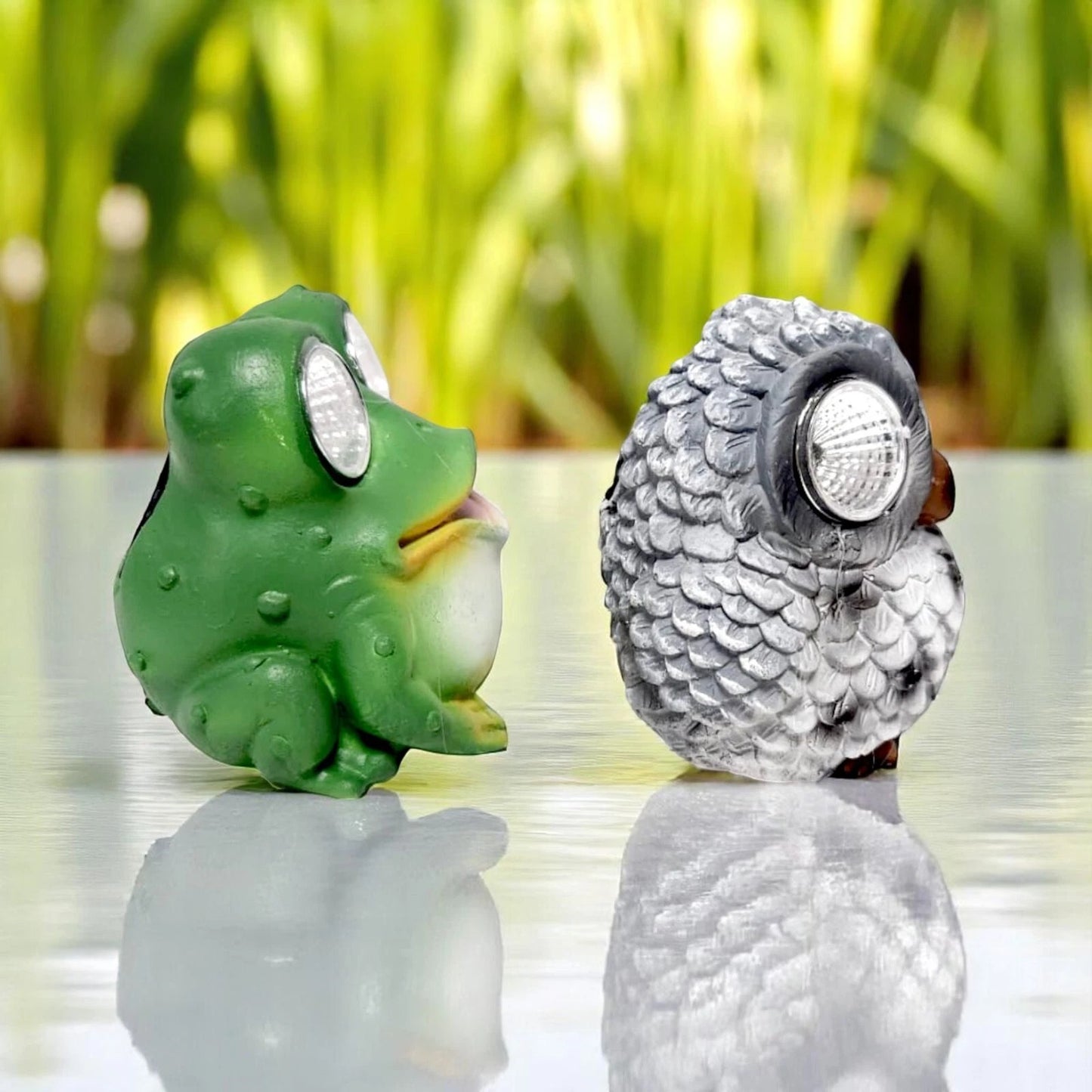 Cute Owl & Frog Solar Garden Lights – Animal LED Eye Ornaments (Pack of 2, 8x9cm)