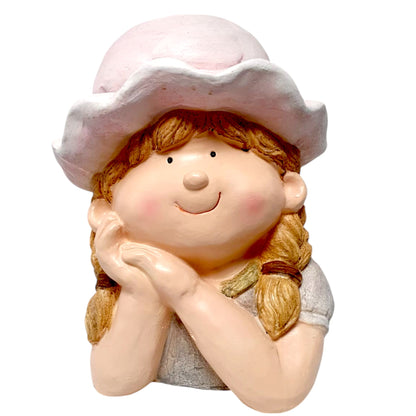 Charming Girl Planter with Hat – Decorative Resin Flower Pot for Home & Garden (35cm)