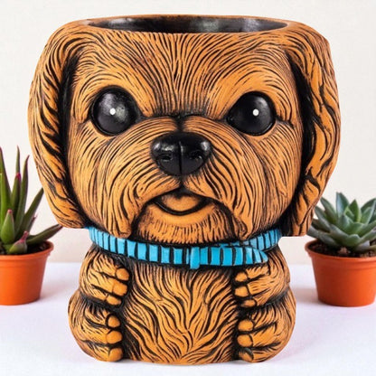 Cute Dog Shaped Plant Pot with Drainage Hole – 16cm Indoor/Outdoor Planter (Single / Pack of 2)