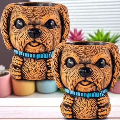 Cute Dog Shaped Plant Pot with Drainage Hole – 16cm Indoor/Outdoor Planter (Single / Pack of 2)