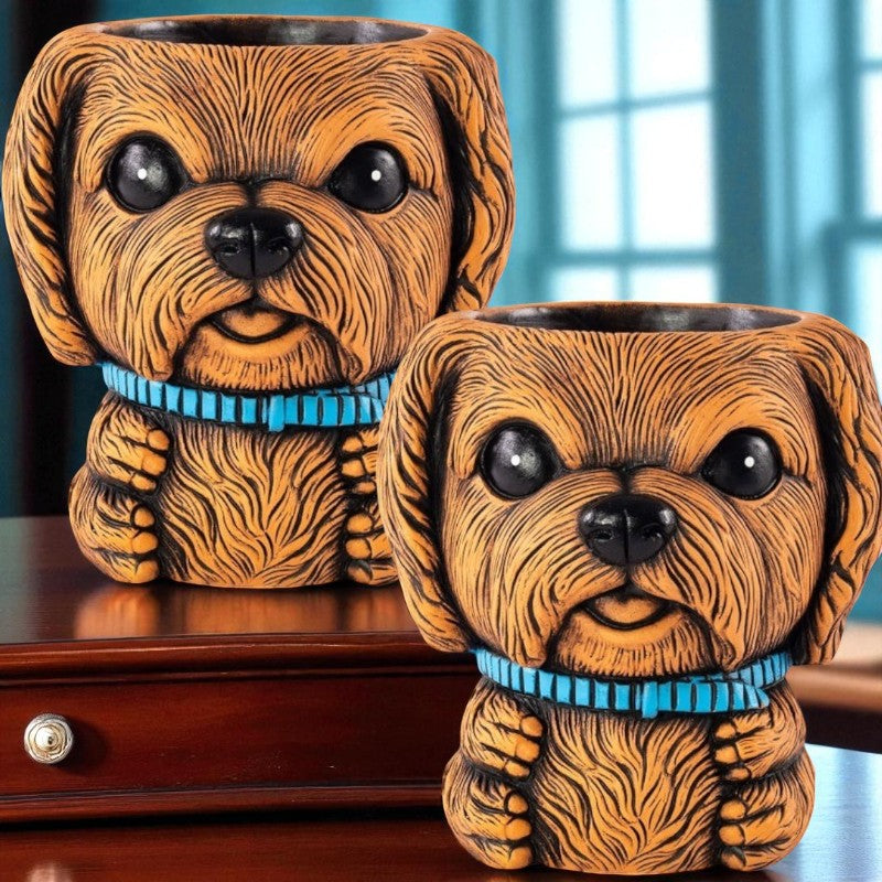 Cute Dog Shaped Plant Pot with Drainage Hole – 16cm Indoor/Outdoor Planter (Single / Pack of 2)