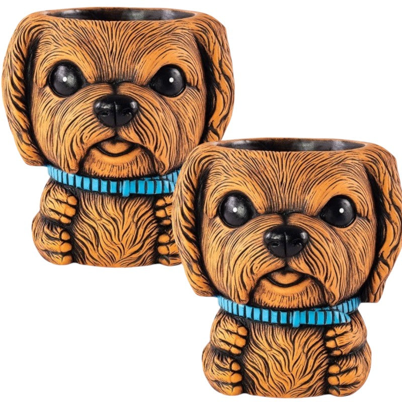 Cute Dog Shaped Plant Pot with Drainage Hole – 16cm Indoor/Outdoor Planter (Single / Pack of 2)