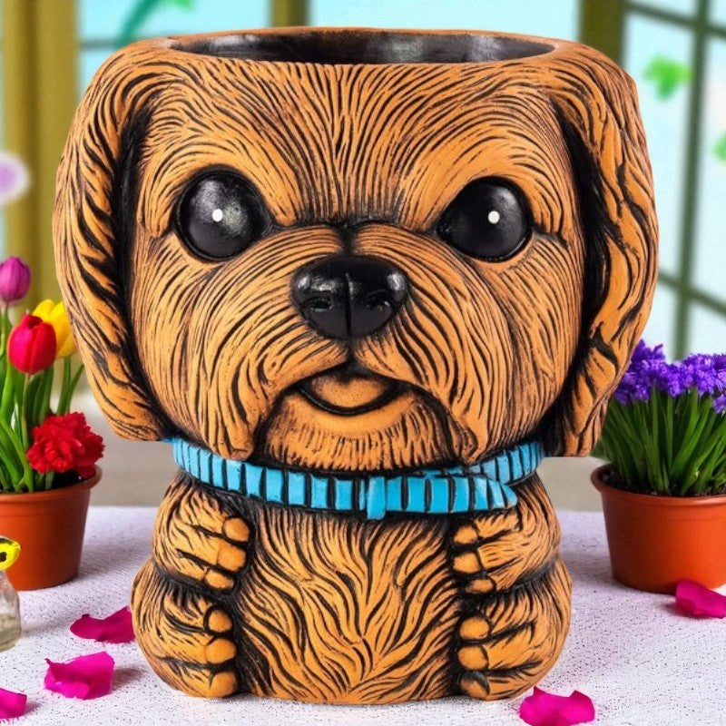 Cute Dog Shaped Plant Pot with Drainage Hole – 16cm Indoor/Outdoor Planter (Single / Pack of 2)