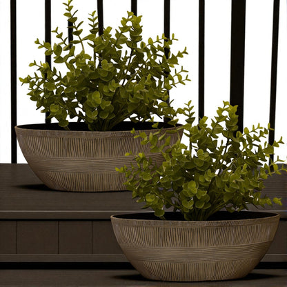Sand Thatched Oval Bowl Planter 43cm – Bo Oval 17 | Single or Pack of 2
