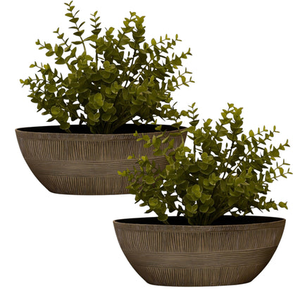 Sand Thatched Oval Bowl Planter 43cm – Bo Oval 17 | Single or Pack of 2