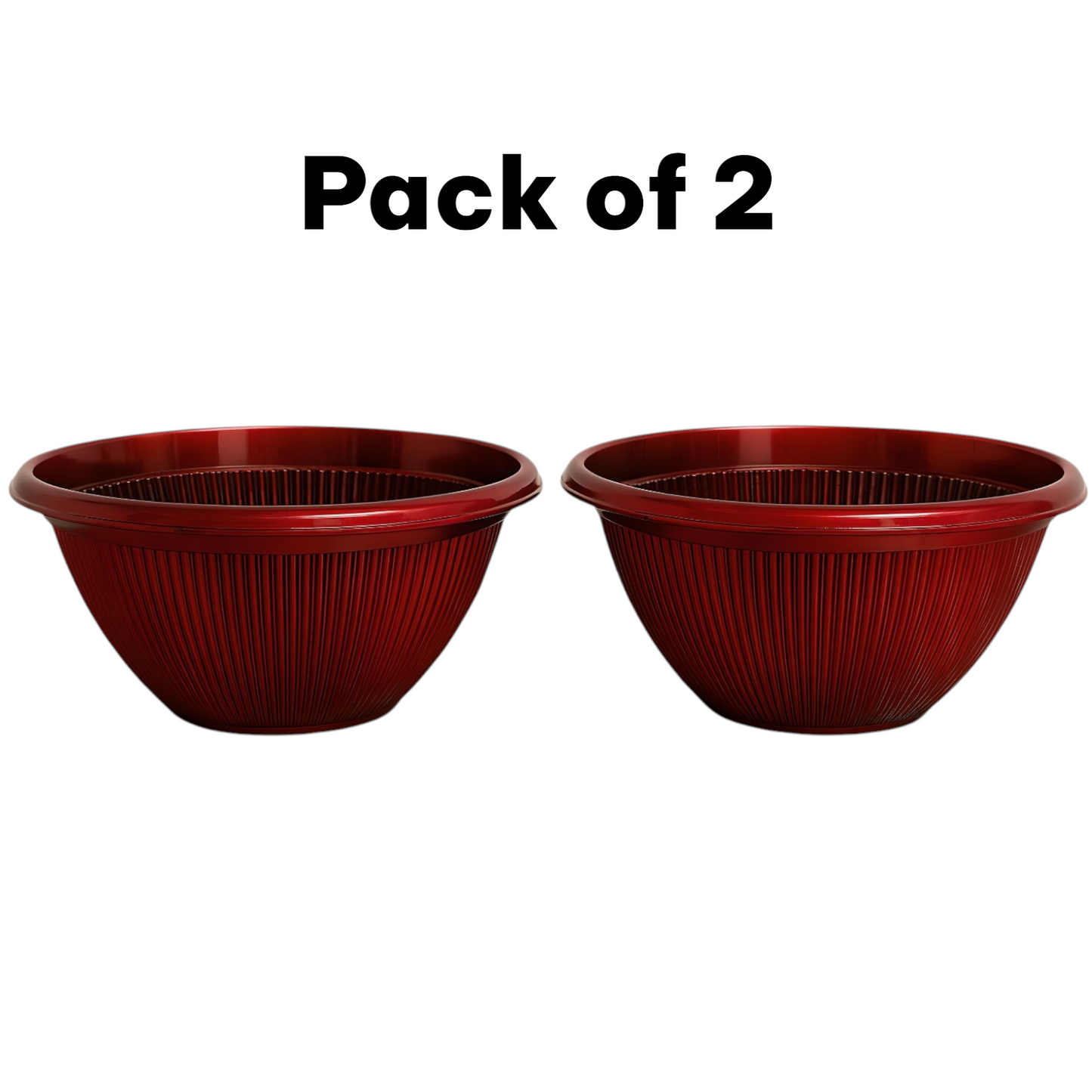 Beeline Bowl Planter 30cm – Round Ribbed Garden Pot with Drainage (Single / Pack of 2)