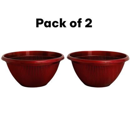Beeline Bowl Planter 30cm – Round Ribbed Garden Pot with Drainage (Single / Pack of 2)