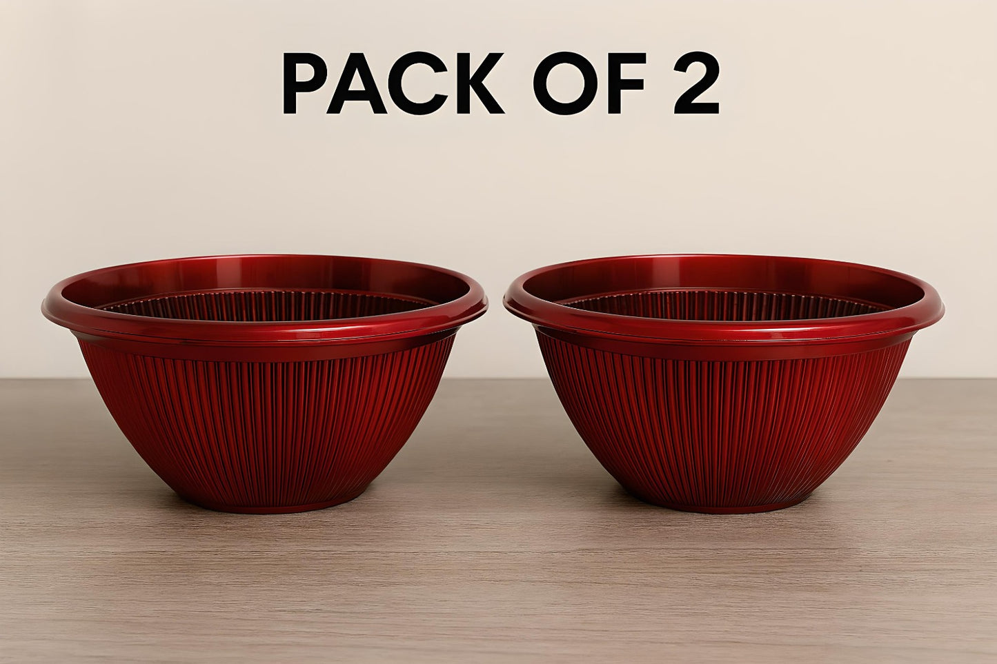 Beeline Bowl Planter 30cm – Round Ribbed Garden Pot with Drainage (Single / Pack of 2)
