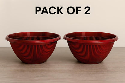 Beeline Bowl Planter 30cm – Round Ribbed Garden Pot with Drainage (Single / Pack of 2)