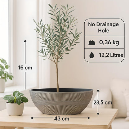 Sand Thatched Oval Bowl Planter 43cm – Bo Oval 17 | Single or Pack of 2