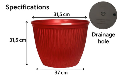 Beeline Bowl 12" High Gloss Red Planter – Modern Round Pot with Drainage Hole