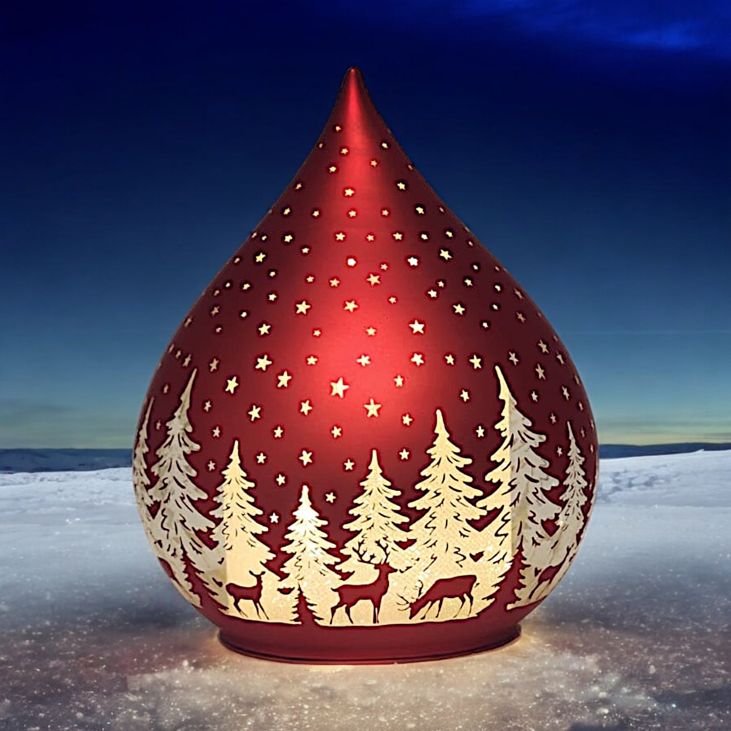 Hand-Painted Ceramic LED Lantern - Starry Night Design, 13cm