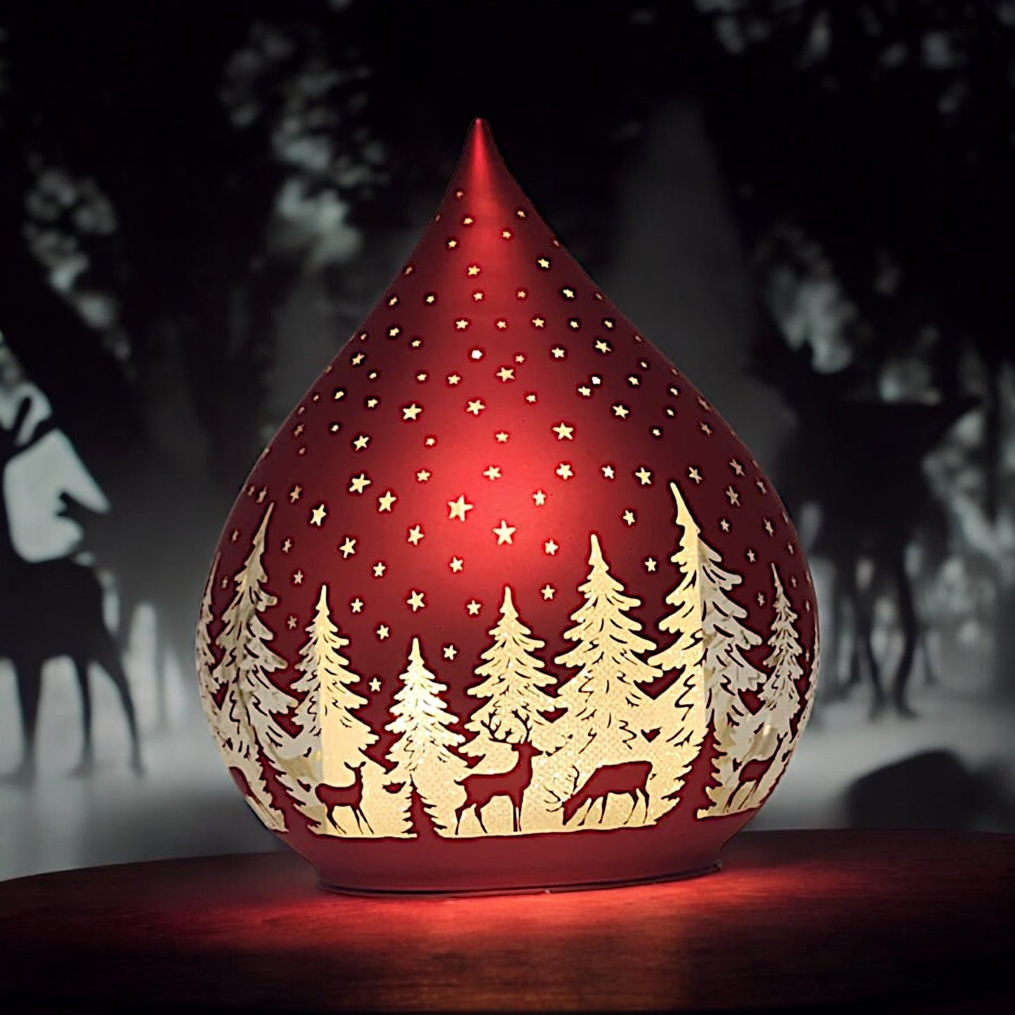 Hand-Painted Ceramic LED Lantern - Starry Night Design, 13cm