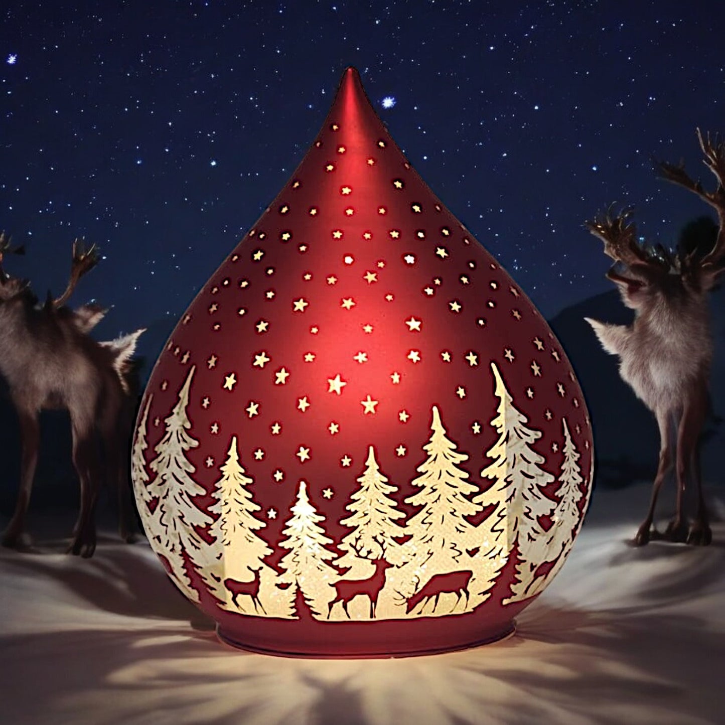 Hand-Painted Ceramic LED Lantern - Starry Night Design, 13cm