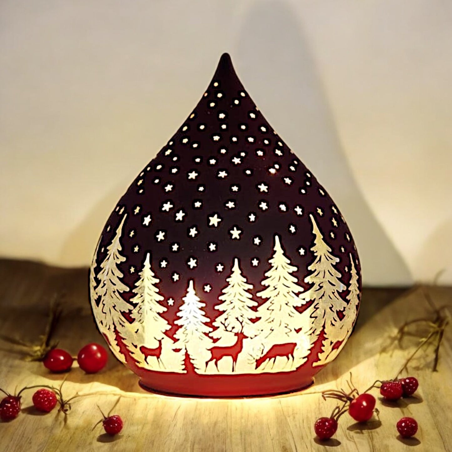 Hand-Painted Ceramic LED Lantern - Starry Night Design, 13cm
