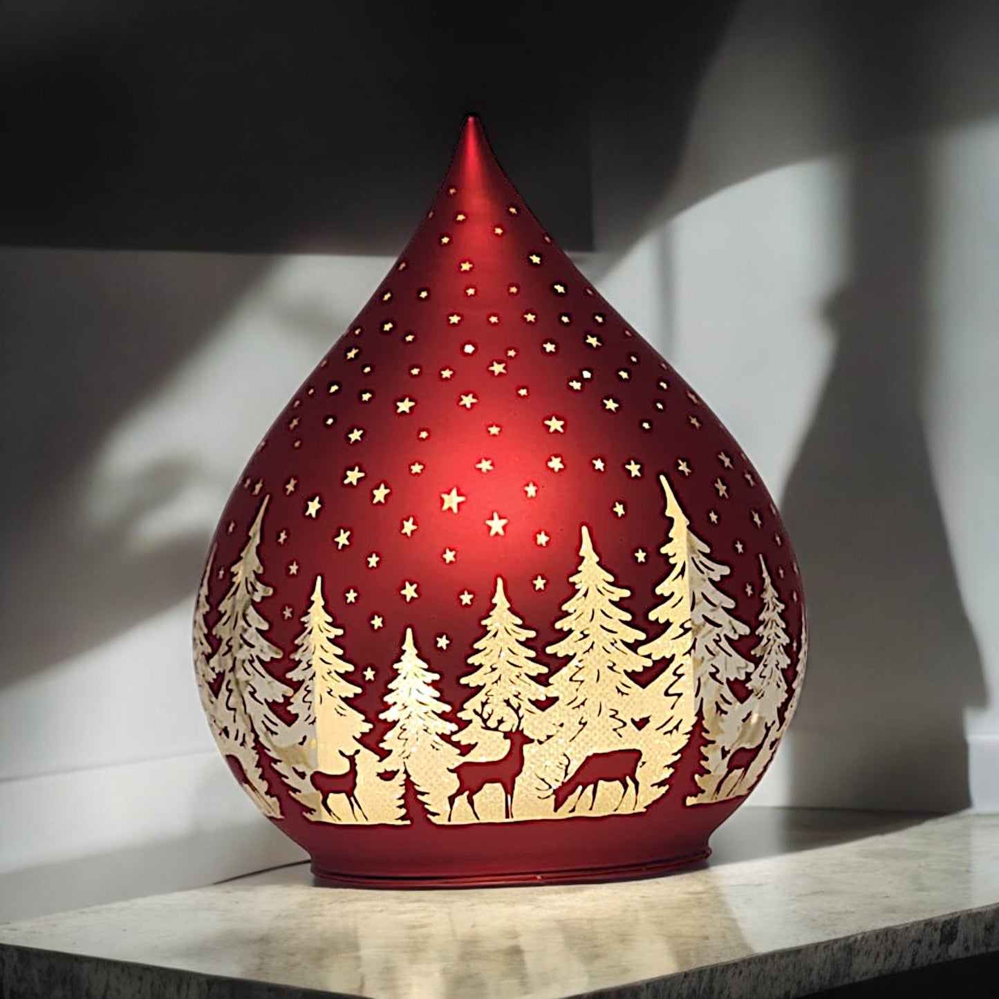 Hand-Painted Ceramic LED Lantern - Starry Night Design, 13cm