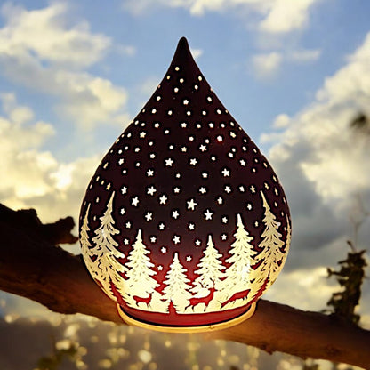 Hand-Painted Ceramic LED Lantern - Starry Night Design, 13cm