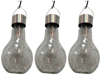 Solar Crackle Glass Bulb Light  Outdoor Hanging LED Garden Lamp Decorate Light For Home
