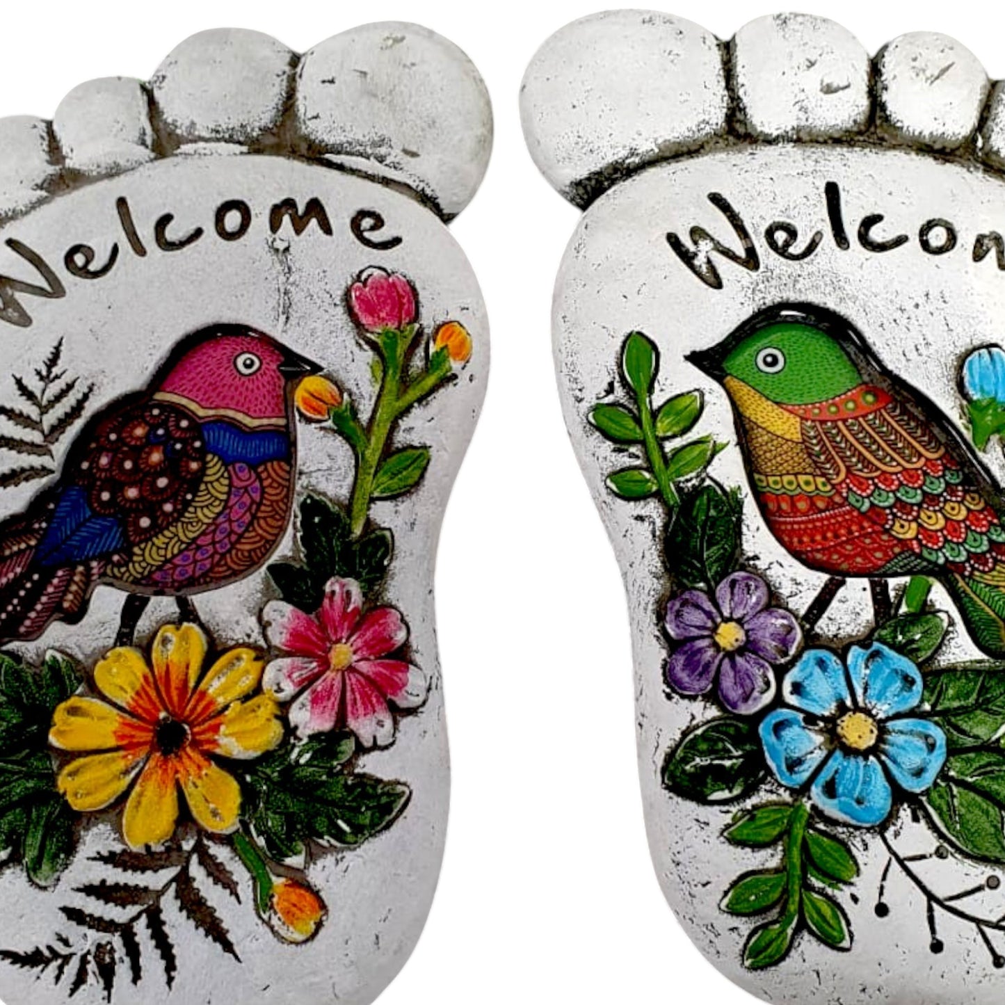 Colorful Welcome Foot Stepping Stones - A Warm Greeting for Your Garden