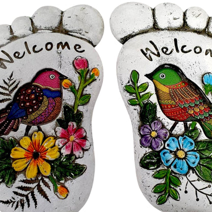 Colorful Welcome Foot Stepping Stones - A Warm Greeting for Your Garden