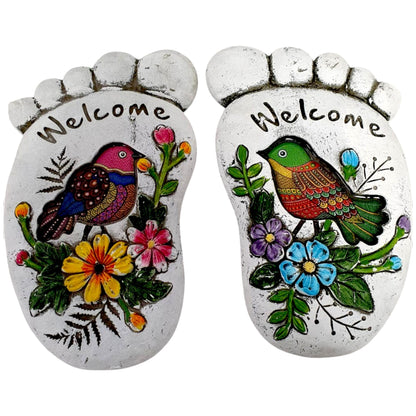 Colorful Welcome Foot Stepping Stones - A Warm Greeting for Your Garden
