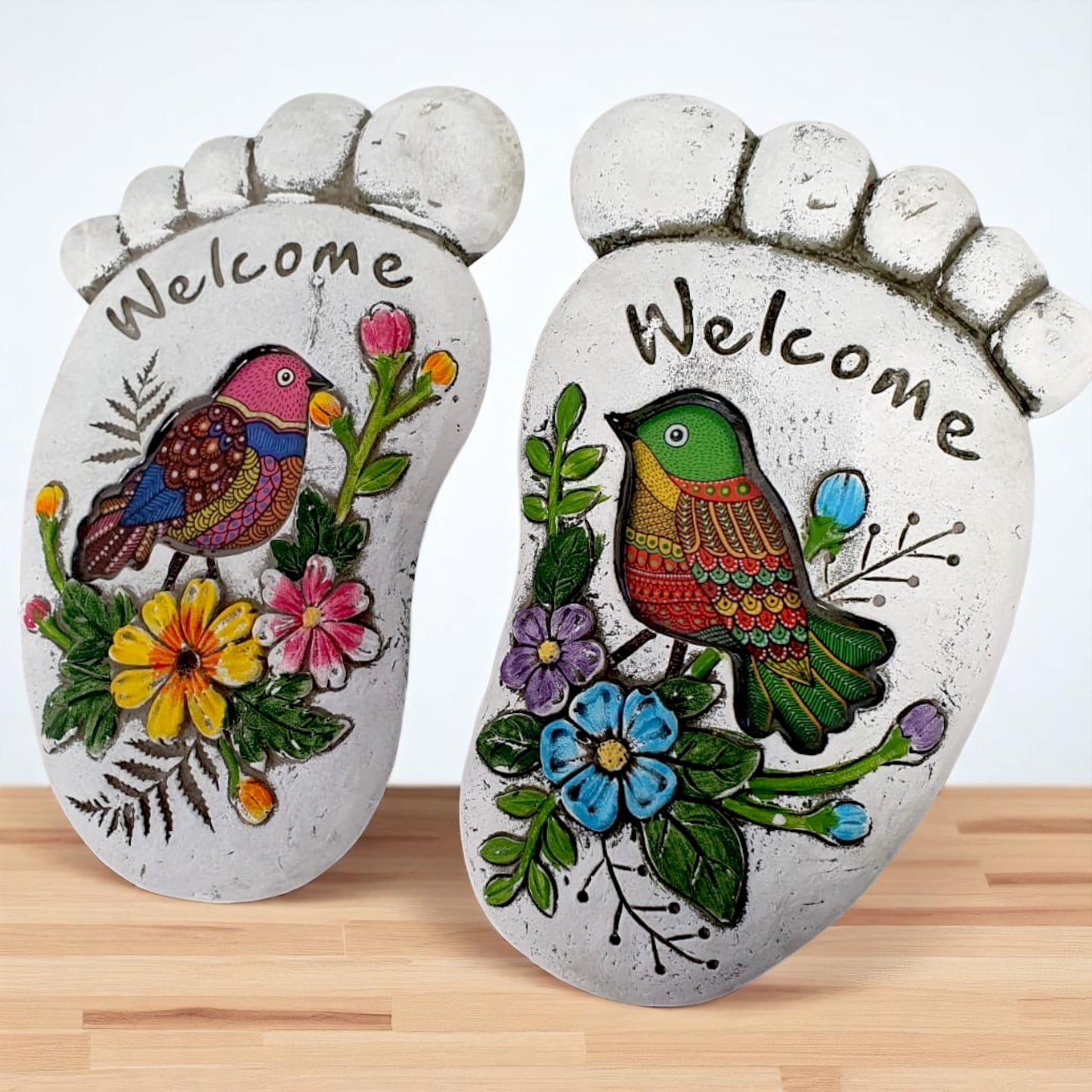 Colorful Welcome Foot Stepping Stones - A Warm Greeting for Your Garden