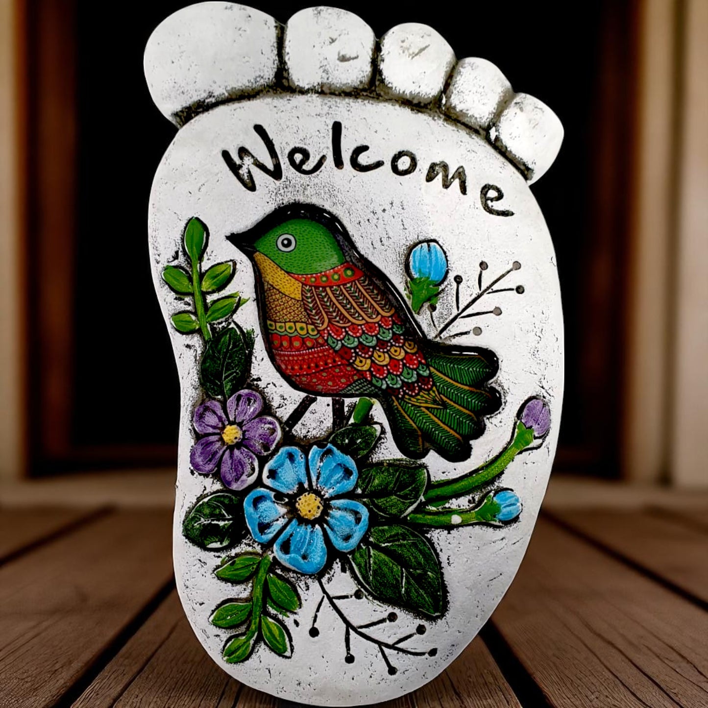 Colorful Welcome Foot Stepping Stones - A Warm Greeting for Your Garden