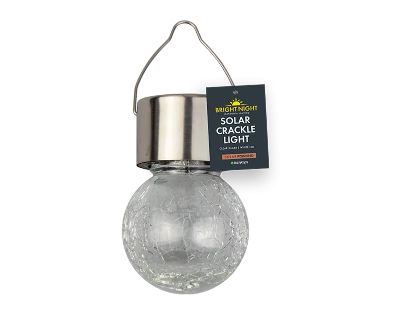 Solar Crackle Glass Hanging Light Outdoor Waterproof LED Lantern for Garden & Patio