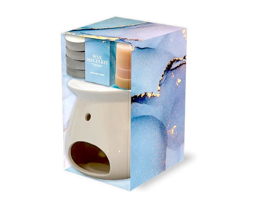 Luxury Wax Melts & Tea Light Burner Kit Home Fragrance Gift Set Relaxing Aromatherapy