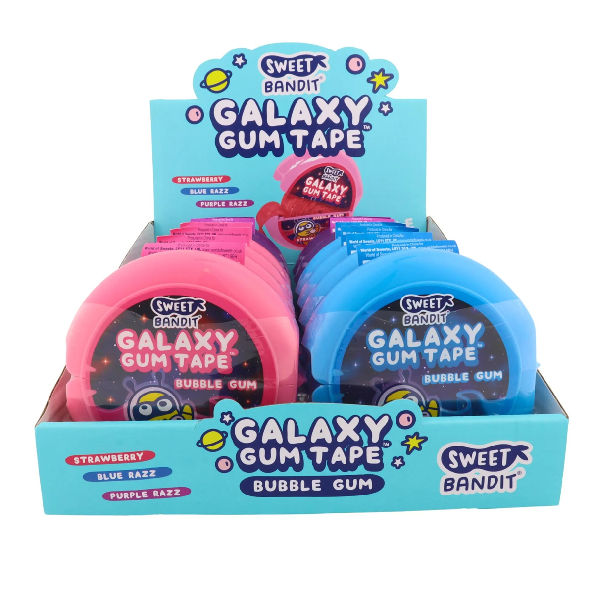 Fruit Flavoured Bubble Gum Tape – Strawberry, Blue Razz or Purple Razz in Round Container