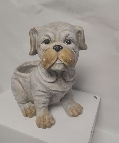 Bulldog Ceramic Dog Planter Handcrafted Indoor/Outdoor Pot, 31cm