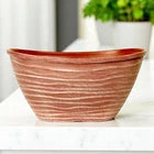 Dune Oval Planter 51cm – Powdered Brick Terracotta Plastic Pot  Lightweight Outdoor Garden Planters Single or Multipack (1, 2, 3, 4 Pots)