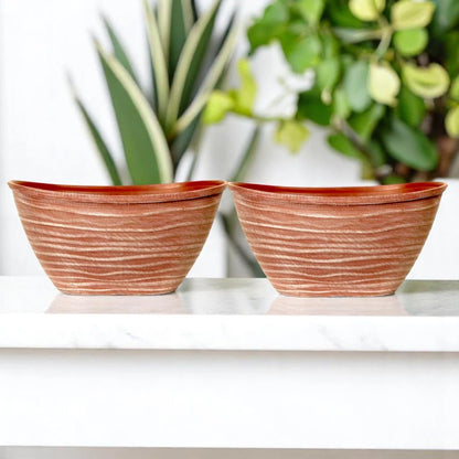 Dune Oval Planter 51cm – Powdered Brick Terracotta Plastic Pot  Lightweight Outdoor Garden Planters Single or Multipack (1, 2, 3, 4 Pots)