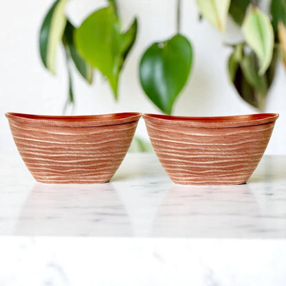 Dune Oval Planter 51cm – Powdered Brick Terracotta Plastic Pot  Lightweight Outdoor Garden Planters Single or Multipack (1, 2, 3, 4 Pots)