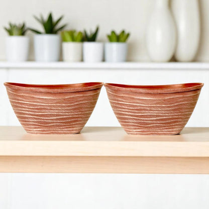 Dune Oval Planter 51cm – Powdered Brick Terracotta Plastic Pot  Lightweight Outdoor Garden Planters Single or Multipack (1, 2, 3, 4 Pots)