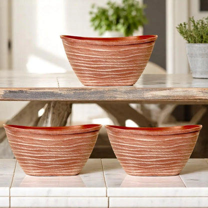 Dune Oval Planter 51cm – Powdered Brick Terracotta Plastic Pot  Lightweight Outdoor Garden Planters Single or Multipack (1, 2, 3, 4 Pots)