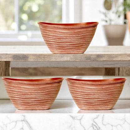 Dune Oval Planter 51cm – Powdered Brick Terracotta Plastic Pot  Lightweight Outdoor Garden Planters Single or Multipack (1, 2, 3, 4 Pots)