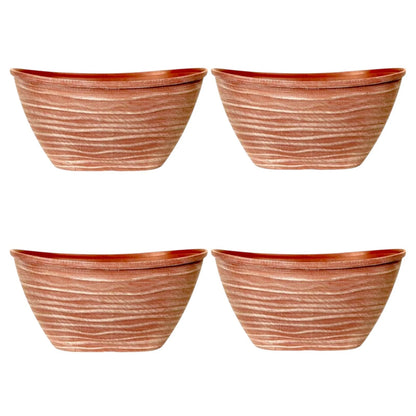Dune Oval Planter 51cm – Powdered Brick Terracotta Plastic Pot  Lightweight Outdoor Garden Planters Single or Multipack (1, 2, 3, 4 Pots)