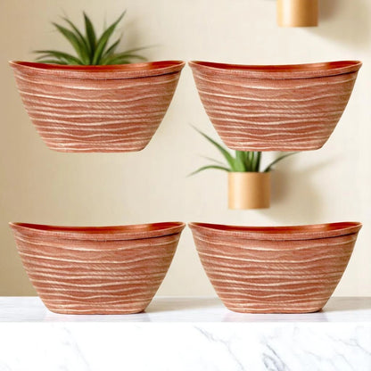 Dune Oval Planter 51cm – Powdered Brick Terracotta Plastic Pot  Lightweight Outdoor Garden Planters Single or Multipack (1, 2, 3, 4 Pots)