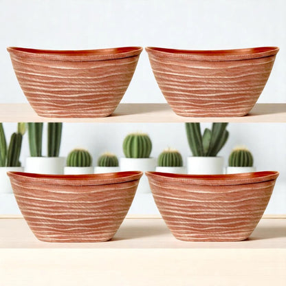 Dune Oval Planter 51cm – Powdered Brick Terracotta Plastic Pot  Lightweight Outdoor Garden Planters Single or Multipack (1, 2, 3, 4 Pots)