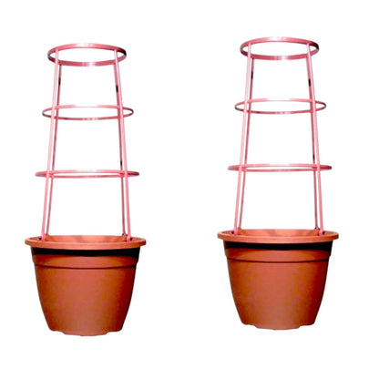Bella 30cm Plastic Cage Planter – Terracotta Brown Pot with Support | 1/2/4 Pack