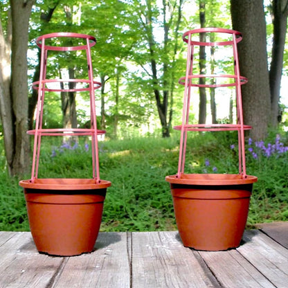 Bella 30cm Plastic Cage Planter – Terracotta Brown Pot with Support | 1/2/4 Pack
