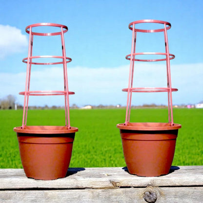 Bella 30cm Plastic Cage Planter – Terracotta Brown Pot with Support | 1/2/4 Pack