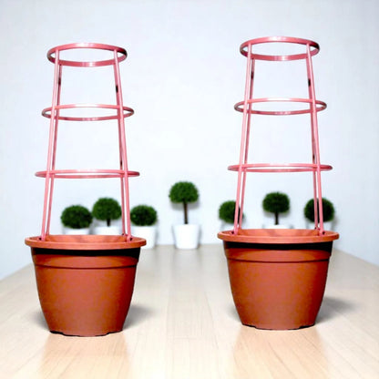 Bella 30cm Plastic Cage Planter – Terracotta Brown Pot with Support | 1/2/4 Pack