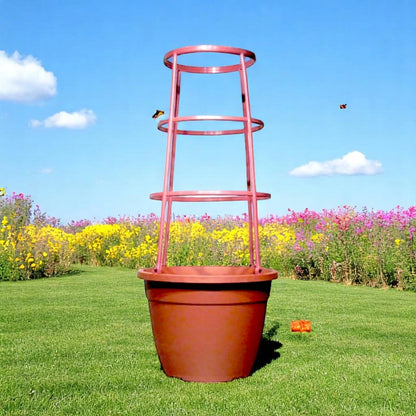 Bella 30cm Plastic Cage Planter – Terracotta Brown Pot with Support | 1/2/4 Pack