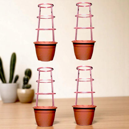 Bella 30cm Plastic Cage Planter – Terracotta Brown Pot with Support | 1/2/4 Pack