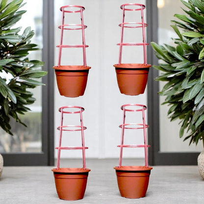 Bella 30cm Plastic Cage Planter – Terracotta Brown Pot with Support | 1/2/4 Pack